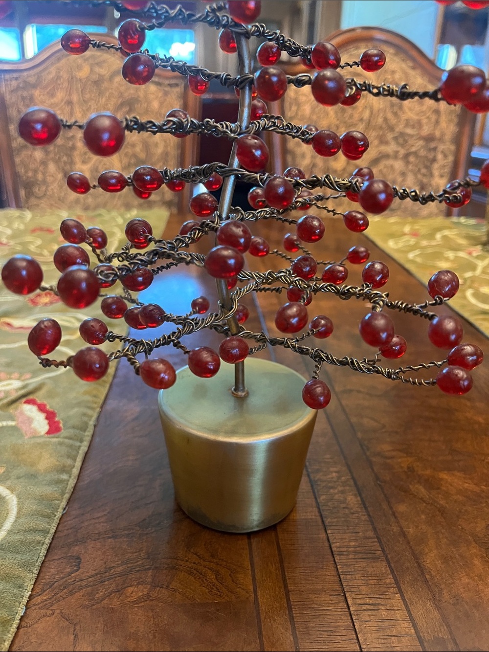 Red Berry Bronze Wire Tree Outstanding! Made in India 🇮🇳 - Picture 4 of 10